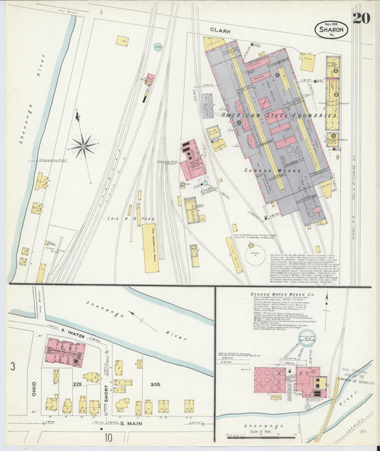Sanborn Fire Insurance Map from Sharon, Mercer County, Pennsylvania (1908), Sheet #0020 - Historic Sanborn Fire Insurance Map Print, vintage old map wall art, antique decor, genealogy gift, Pennsylvania Pennsylvania map