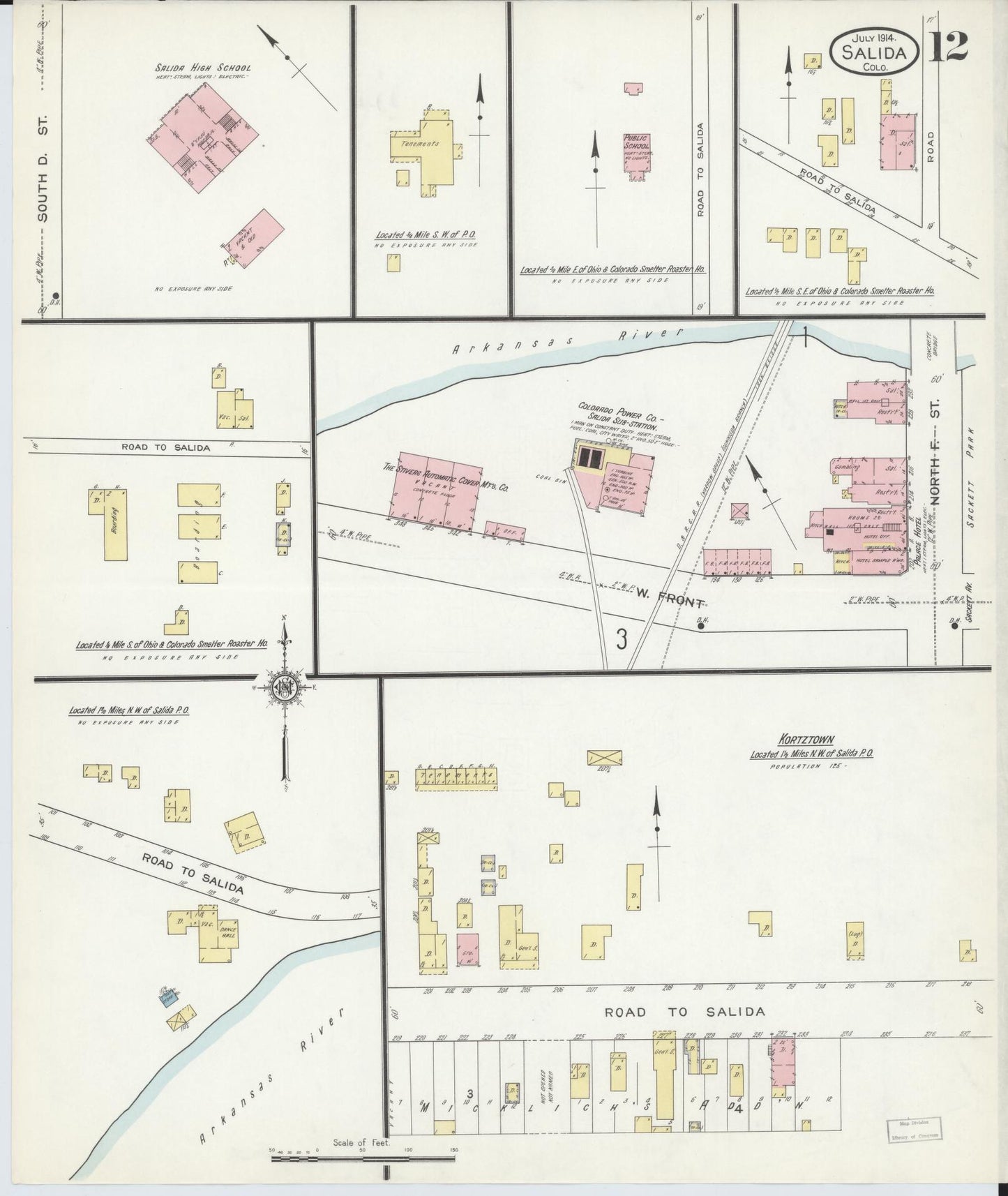 Sanborn Fire Insurance Map from Salida, Chaffee County, Colorado (1914), Sheet #0012 - Complete Map Set gallery image, historic Sanborn map, vintage wall art, Colorado Colorado