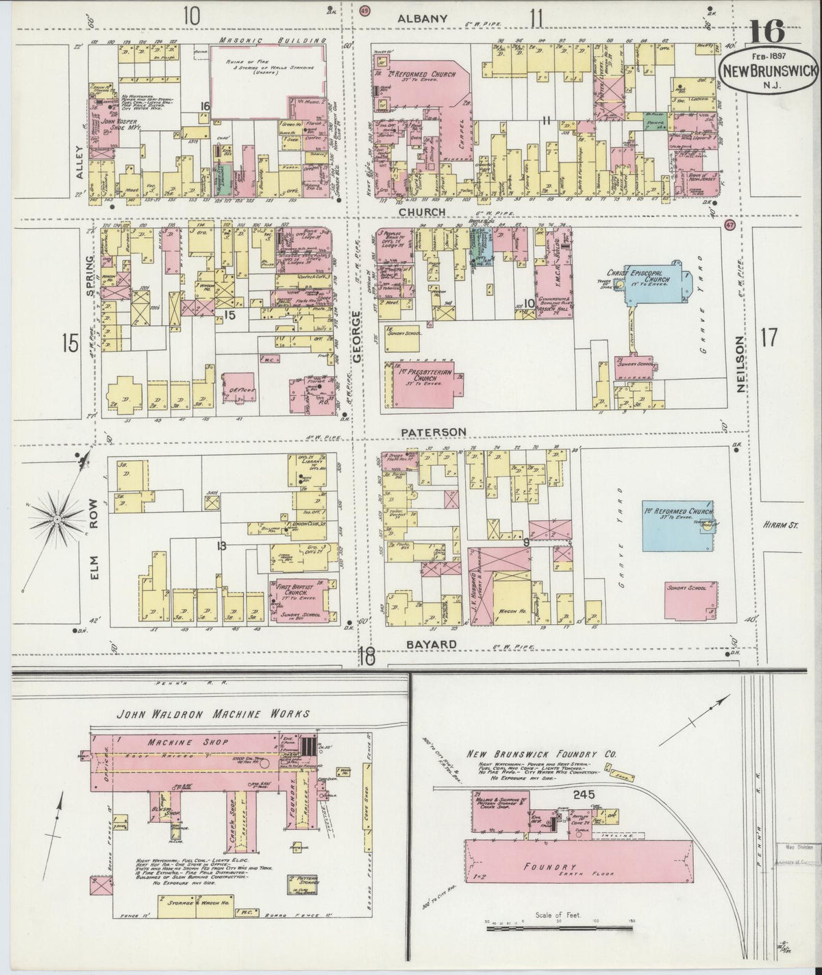 Sanborn Fire Insurance Map from New Brunswick, Middlesex County, New Jersey (1897), Sheet #0016 - Complete Map Set gallery image, historic Sanborn map, vintage wall art, New Jersey New Jersey