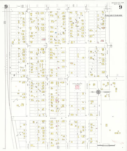 Sanborn Fire Insurance Map from Webster City, Hamilton County, Iowa (1938), Sheet #0009 - Historic Sanborn Fire Insurance Map Print