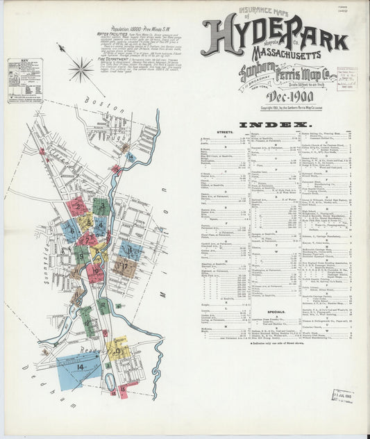 Sanborn Fire Insurance Map from Hyde Park, Norfolk County, Massachusetts. (1900) – Historic Sanborn Fire Insurance Map Print