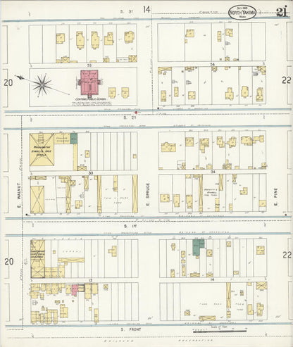 Sanborn Fire Insurance Map from North Yakima, Yakima County, Washington (1905), Sheet #0021 - Complete Map Set gallery image, historic Sanborn map, vintage wall art, Washington Washington