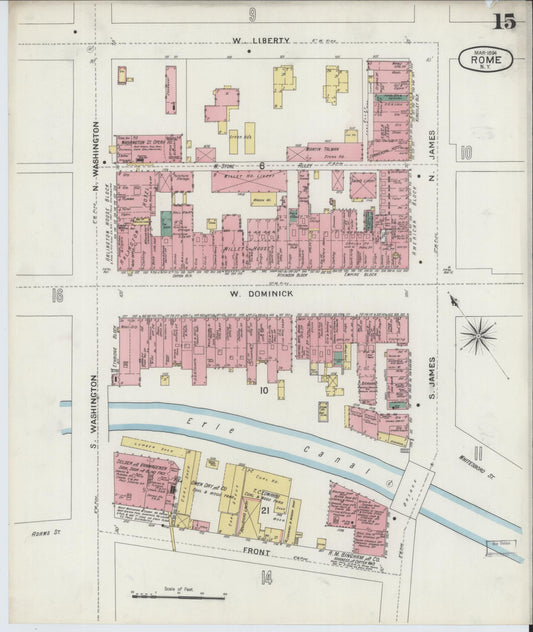 Sanborn Fire Insurance Map from Rome, Oneida County, New York (1894), Sheet #0015 - Historic Sanborn Fire Insurance Map Print, vintage old map wall art, antique decor, genealogy gift, New York New York map