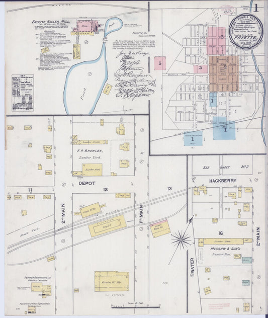 Sanborn Fire Insurance Map from Fayette, Howard County, Missouri (1889), Sheet #0001 - Historic Sanborn Fire Insurance Map Print, vintage old map wall art, antique decor, genealogy gift, Missouri Missouri map