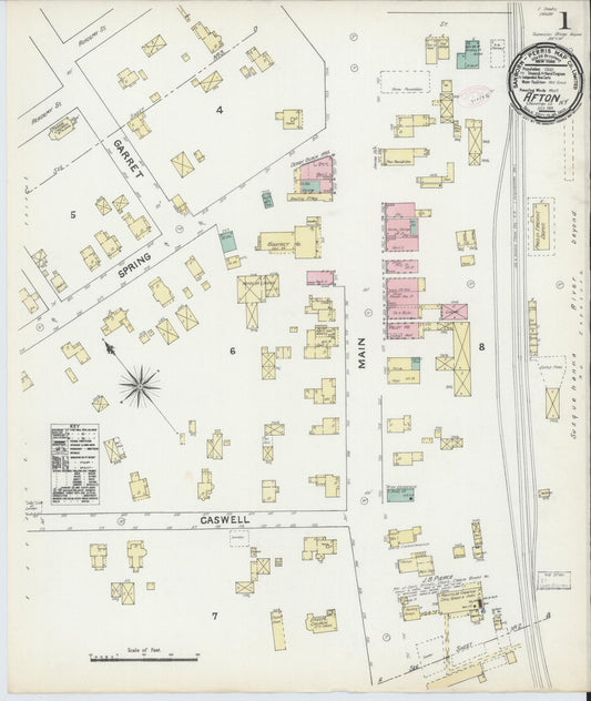 Sanborn Fire Insurance Map from Afton, Chenango County, New York (1891), Sheet #0001 - Complete Map Set gallery image, historic Sanborn map, vintage wall art, New York New York