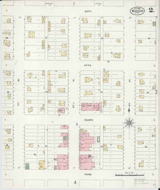 Sanborn Fire Insurance Map from Madison, Lac Qui Parle County, Minnesota (1906), Sheet #0002 - Historic Sanborn Fire Insurance Map Print, vintage old map wall art, antique decor, genealogy gift, Minnesota Minnesota map