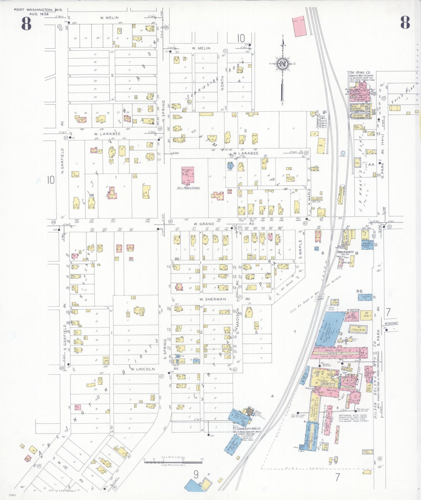 Sanborn Fire Insurance Map from Port Washington, Ozaukee County, Wisconsin (1938), Sheet #0008 - Complete Map Set gallery image, historic Sanborn map, vintage wall art, Wisconsin Wisconsin