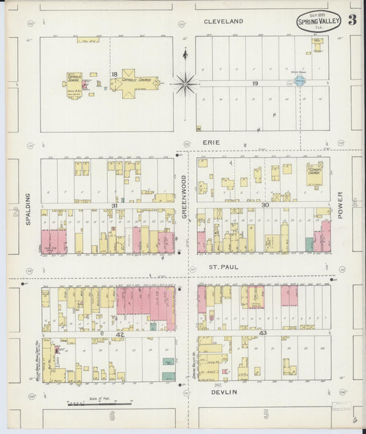 Sanborn Fire Insurance Map from Spring Valley, Bureau County, Illinois (1893), Sheet #0003 - Historic Sanborn Fire Insurance Map Print, vintage old map wall art, antique decor, genealogy gift, Illinois Illinois map