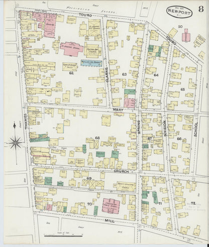 Sanborn Fire Insurance Map from Newport, Newport County, Rhode Island (1891), Sheet #0008 - Complete Map Set gallery image, historic Sanborn map, vintage wall art, Rhode Island Rhode Island
