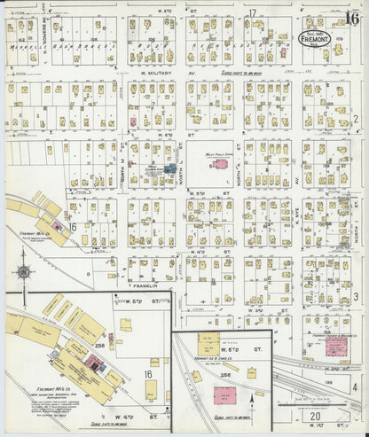 Sanborn Fire Insurance Map from Fremont, Dodge County, Nebraska (1920), Sheet #0016 - Complete Map Set gallery image, historic Sanborn map, vintage wall art, Nebraska Nebraska