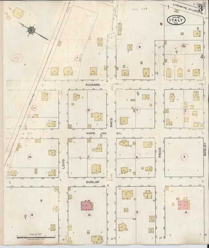 Sanborn Fire Insurance Map from Italy, Ellis County, Texas (1944), Sheet #0003 - Complete Map Set gallery image, historic Sanborn map, vintage wall art, Texas Texas