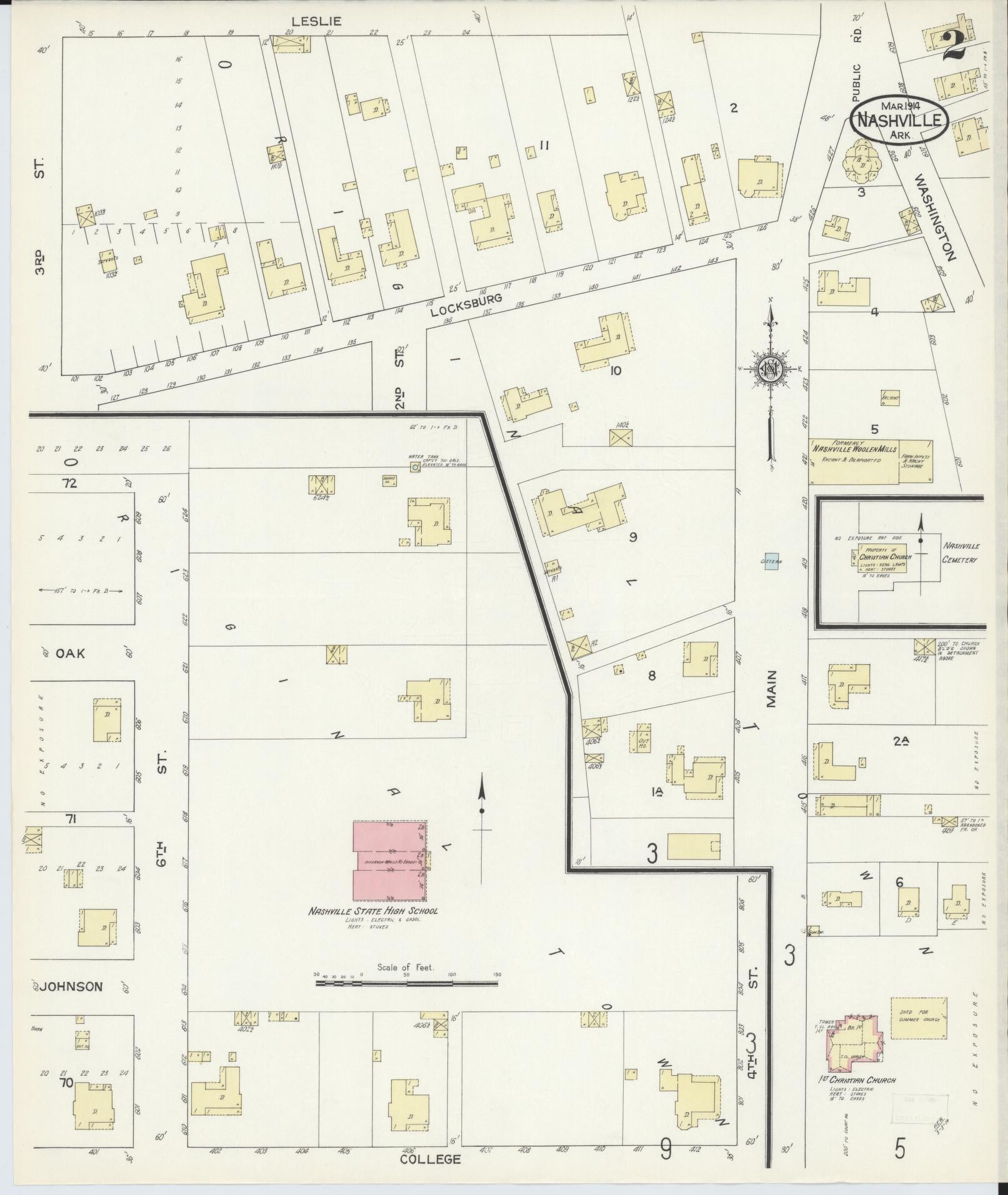 Sanborn Fire Insurance Map from Nashville, Howard County, Arkansas (1914), Sheet #0002 - Historic Sanborn Fire Insurance Map Print, vintage old map wall art, antique decor, genealogy gift, Arkansas Arkansas map