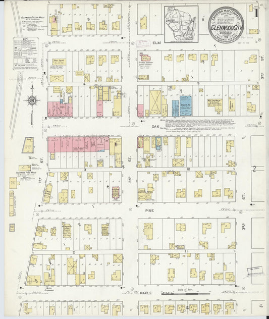 Sanborn Fire Insurance Map from Glenwood City, St. Croix County, Wisconsin (1912), Sheet #0001 - Complete Map Set gallery image, historic Sanborn map, vintage wall art, Wisconsin Wisconsin