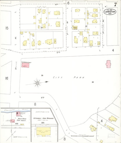 Sanborn Fire Insurance Map from Lewiston, Nez Perce County, Idaho (1904), Sheet #0007 - Complete Map Set gallery image, historic Sanborn map, vintage wall art, Idaho Idaho