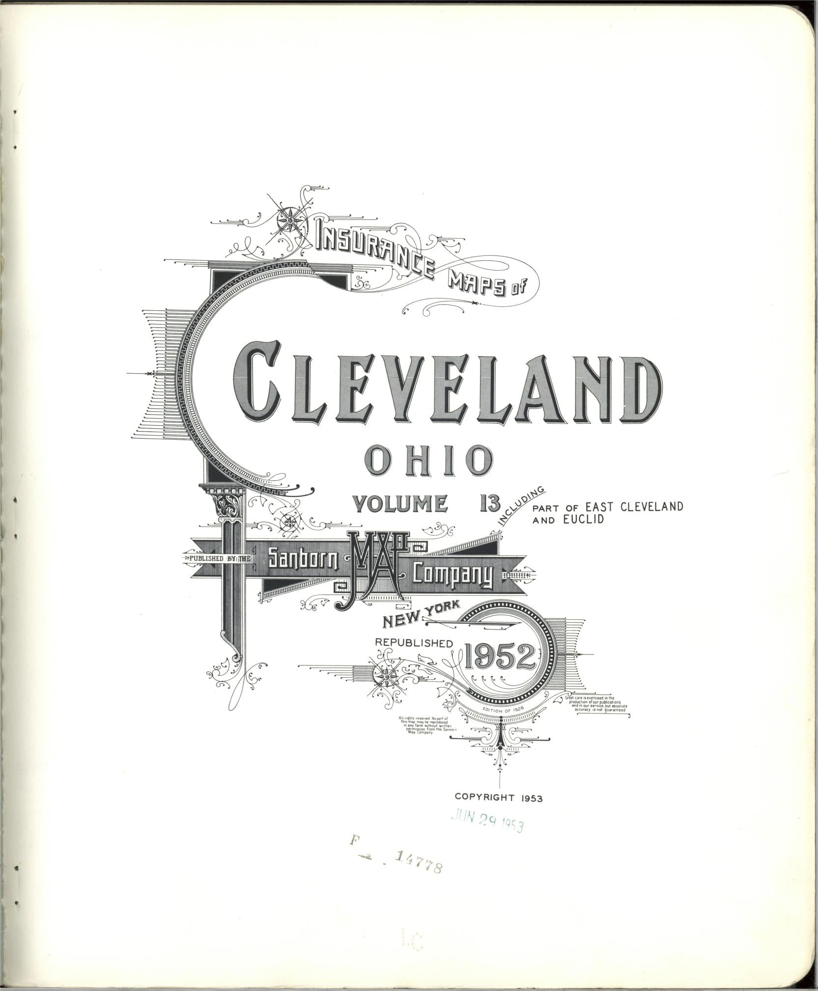 Sanborn Fire Insurance Map from Cleveland, Cuyahoga County, Ohio (1952), Sheet #0001 - Complete Map Set gallery image, historic Sanborn map, vintage wall art, Ohio Ohio
