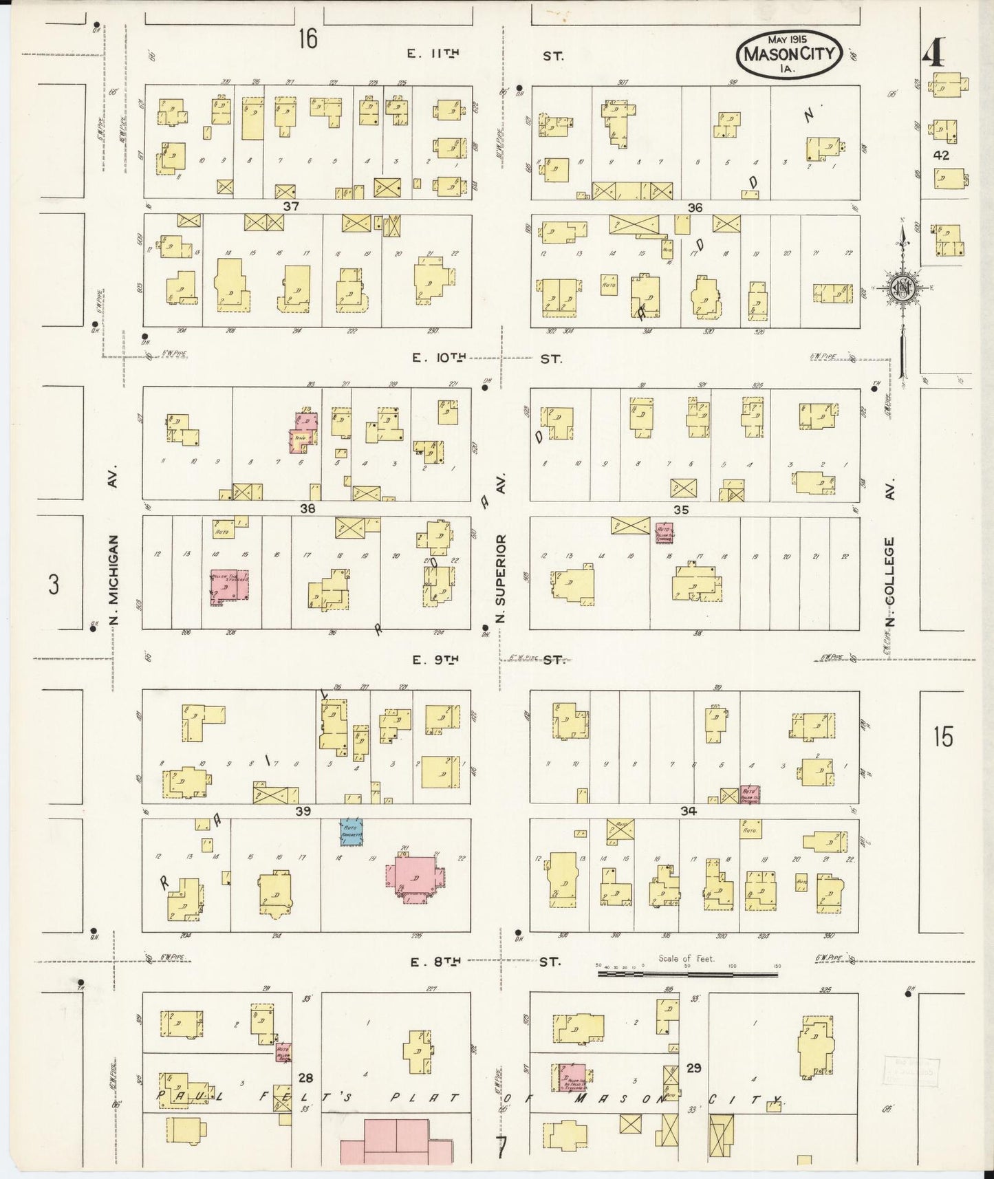 Sanborn Fire Insurance Map from Mason City, Cerro Gordo County, Iowa (1915), Sheet #0004 - Historic Sanborn Fire Insurance Map Print