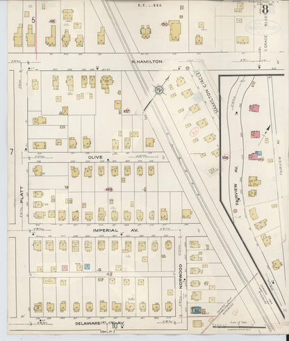 Sanborn Fire Insurance Map from Painted Post, Steuben County, New York (1943), Sheet #0008 - Complete Map Set gallery image, historic Sanborn map, vintage wall art, New York New York