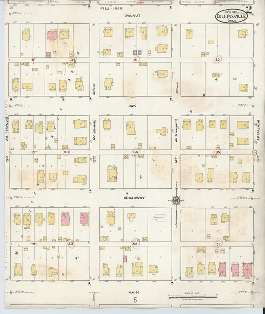Sanborn Fire Insurance Map from Collinsville, Tulsa County, Oklahoma (1936), Sheet #0002 - Historic Sanborn Fire Insurance Map Print, vintage old map wall art, antique decor, genealogy gift, Oklahoma Oklahoma map
