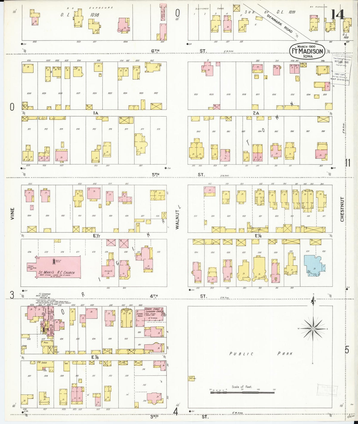 Sanborn Fire Insurance Map from Fort Madison, Lee County, Iowa (1900), Sheet #0014 - Historic Sanborn Fire Insurance Map Print