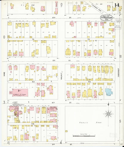 Sanborn Fire Insurance Map from Fort Madison, Lee County, Iowa (1900), Sheet #0014 - Historic Sanborn Fire Insurance Map Print