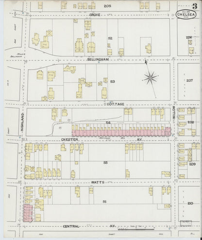 Sanborn Fire Insurance Map from Chelsea, Suffolk County, Massachusetts (1889), Sheet #0003 - Historic Sanborn Fire Insurance Map Print, vintage old map wall art, antique decor, genealogy gift, Massachusetts Massachusetts map