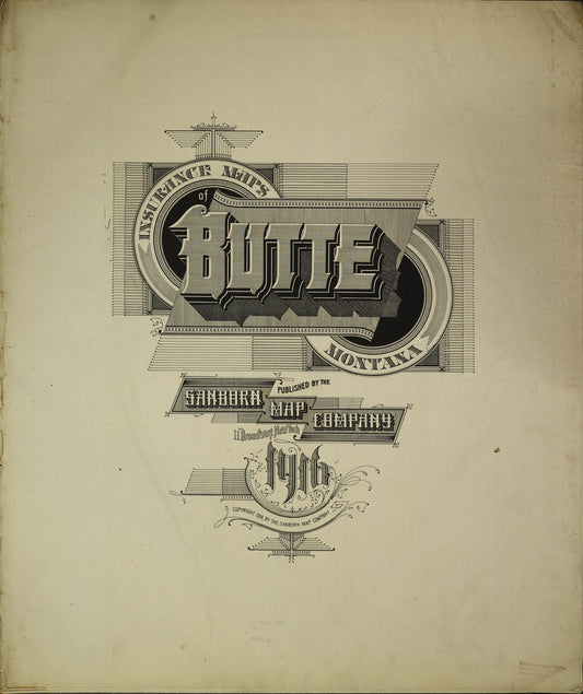 Sanborn Fire Insurance Map from Butte, Silver Bow County, Montana (1916), Sheet #0001 - Historic Sanborn Fire Insurance Map Print, vintage old map wall art, antique decor, genealogy gift, Montana Montana map