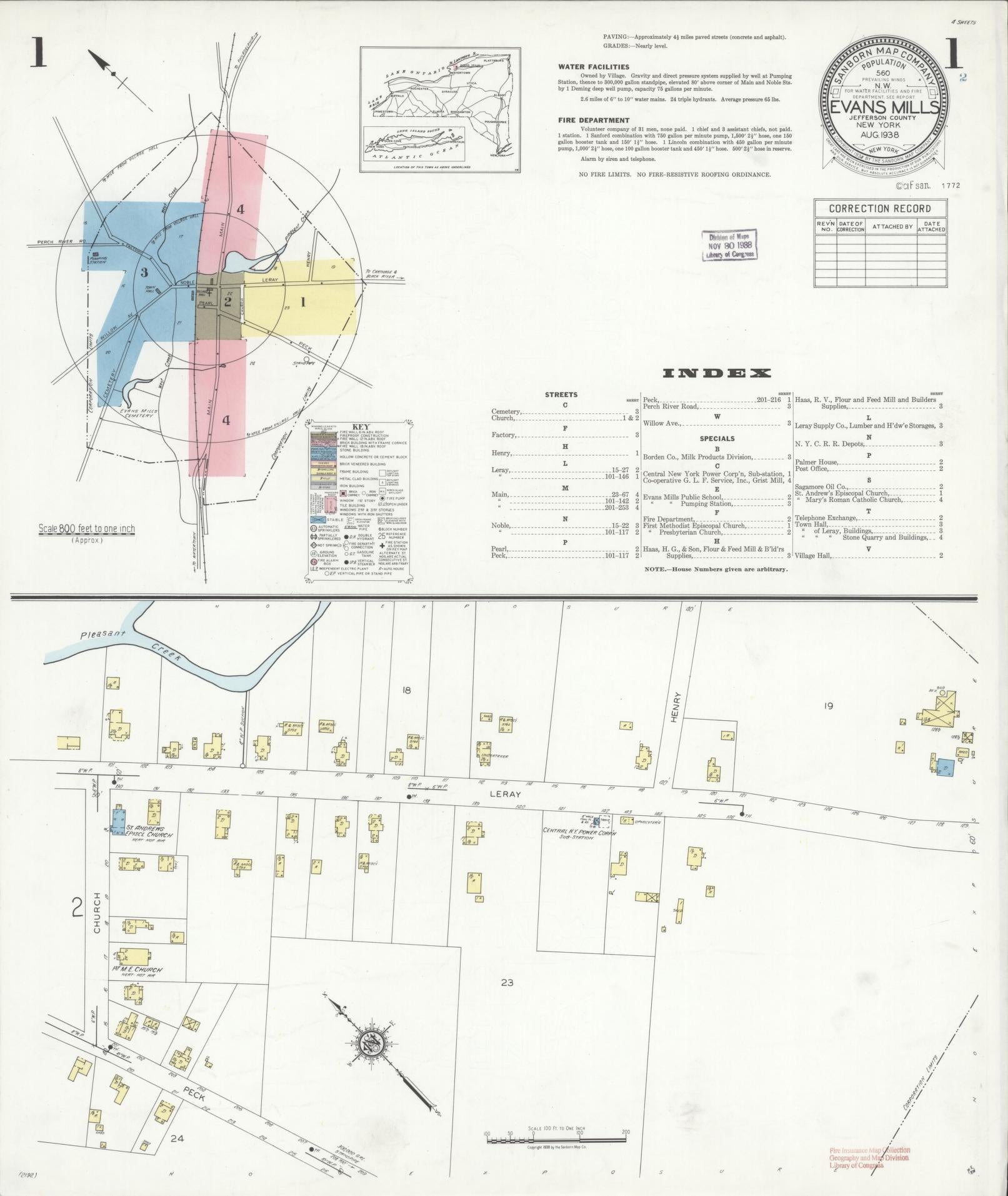 Sanborn Fire Insurance Map from Evans Mills, Jefferson County, New York. (1938) – Historic Sanborn Fire Insurance Map Print