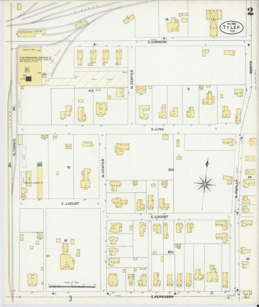 Sanborn Fire Insurance Map from Tyler, Smith County, Texas (1902), Sheet #0002 - Historic Sanborn Fire Insurance Map Print, vintage old map wall art, antique decor, genealogy gift, Texas Texas map