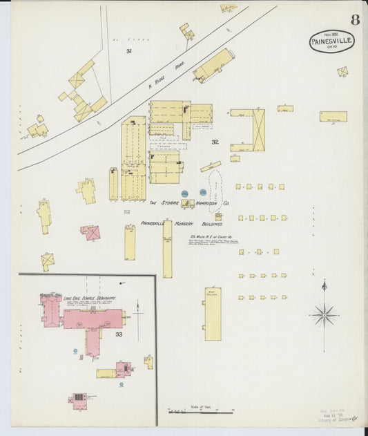 Sanborn Fire Insurance Map from Painesville, Lake County, Ohio (1892), Sheet #0008 - Historic Sanborn Fire Insurance Map Print, vintage old map wall art, antique decor, genealogy gift, Ohio Ohio map