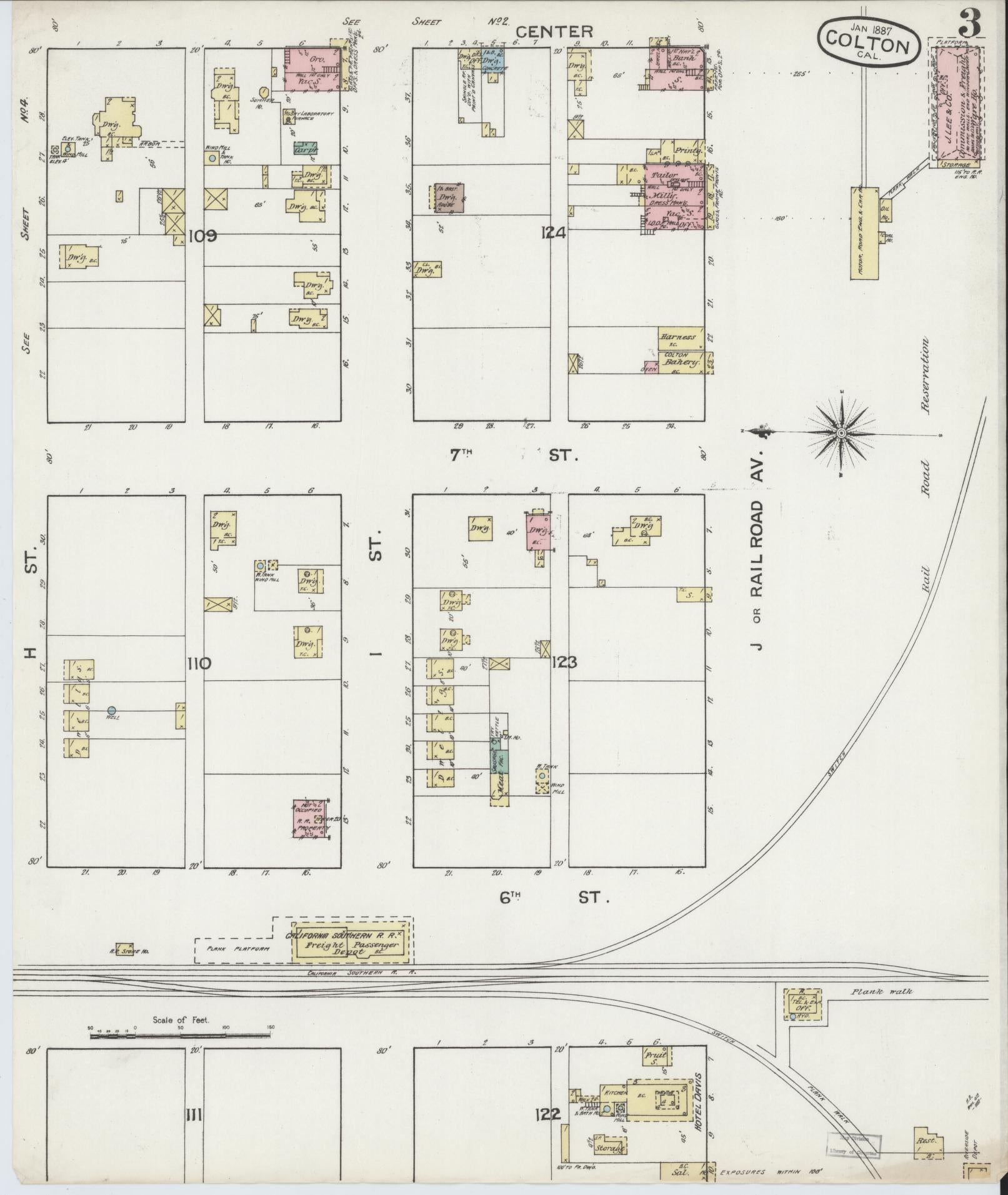 Sanborn Fire Insurance Map from Colton, San Bernardino County, California (1887), Sheet #0003 - Complete Map Set gallery image, historic Sanborn map, vintage wall art, California California