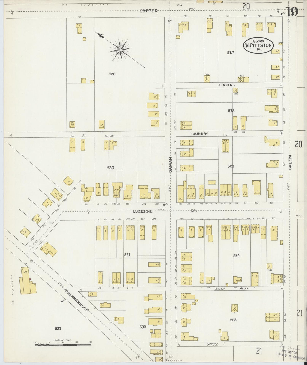 Sanborn Fire Insurance Map from Pittston, Luzerne County, Pennsylvania (1903), Sheet #0019 - Complete Map Set gallery image, historic Sanborn map, vintage wall art, Pennsylvania Pennsylvania