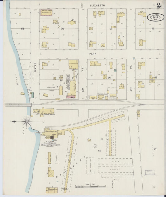Sanborn Fire Insurance Map from Omro, Winnebago County, Wisconsin (1895), Sheet #0002 - Historic Sanborn Fire Insurance Map Print, vintage old map wall art, antique decor, genealogy gift, Wisconsin Wisconsin map