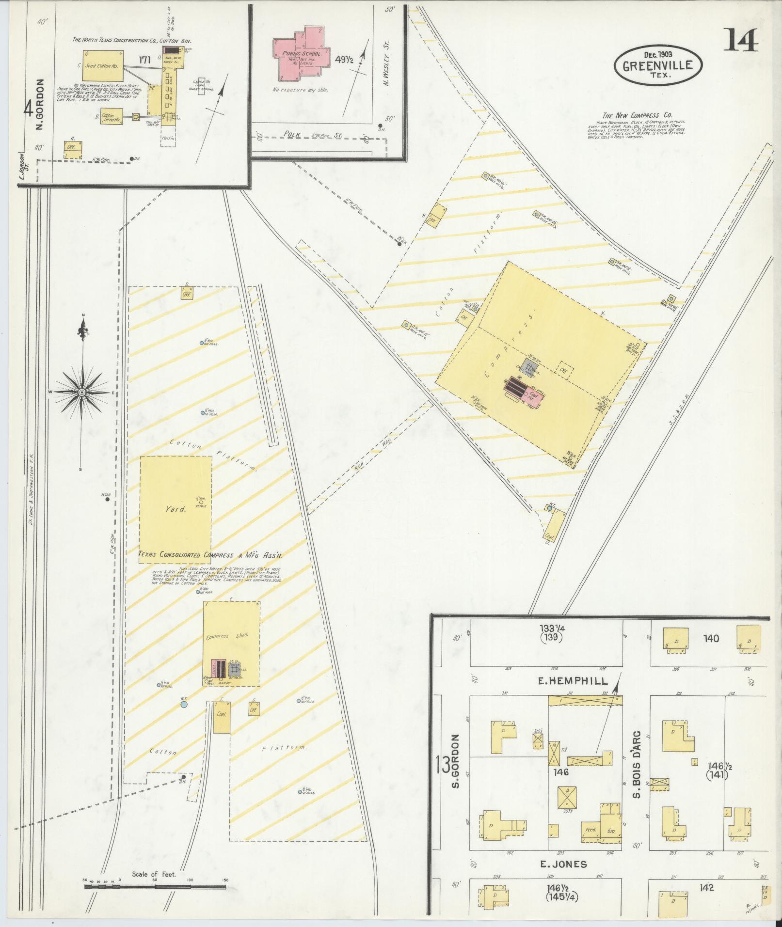 Sanborn Fire Insurance Map from Greenville, Hunt County, Texas (1903), Sheet #0014 - Historic Sanborn Fire Insurance Map Print, vintage old map wall art, antique decor, genealogy gift, Texas Texas map