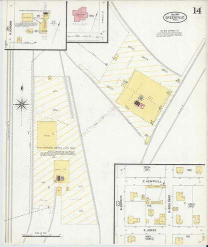 Sanborn Fire Insurance Map from Greenville, Hunt County, Texas (1903), Sheet #0014 - Historic Sanborn Fire Insurance Map Print, vintage old map wall art, antique decor, genealogy gift, Texas Texas map