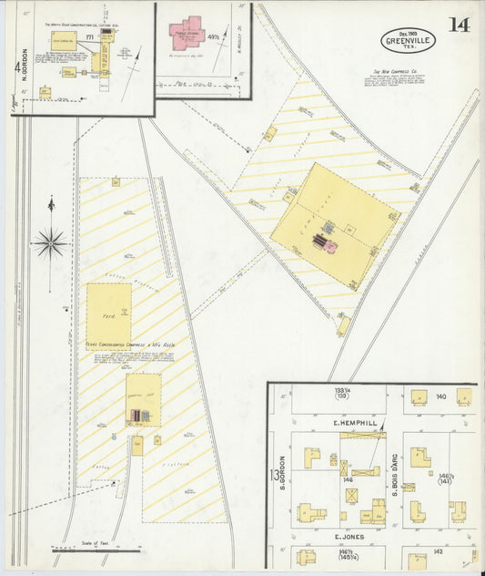 Sanborn Fire Insurance Map from Greenville, Hunt County, Texas (1903), Sheet #0014 - Historic Sanborn Fire Insurance Map Print, vintage old map wall art, antique decor, genealogy gift, Texas Texas map