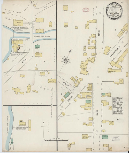 Sanborn Fire Insurance Map from Blaine, Aroostook County, Maine (1895), Sheet #0001 - Historic Sanborn Fire Insurance Map Print, vintage old map wall art, antique decor, genealogy gift, Maine Maine map