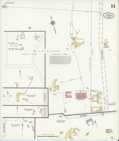 Sanborn Fire Insurance Map from Lenox, Berkshire County, Massachusetts (1911), Sheet #0011 - Complete Map Set gallery image, historic Sanborn map, vintage wall art, Massachusetts Massachusetts