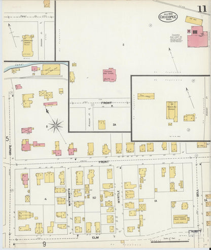 Sanborn Fire Insurance Map from Chicopee, Hampden County, Massachusetts (1902), Sheet #0011 - Historic Sanborn Fire Insurance Map Print, vintage old map wall art, antique decor, genealogy gift, Massachusetts Massachusetts map