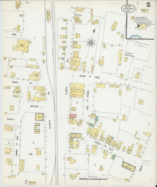 Sanborn Fire Insurance Map from Lehigh, Coal County, Oklahoma (1901), Sheet #0002 - Historic Sanborn Fire Insurance Map Print, vintage old map wall art, antique decor, genealogy gift, Oklahoma Oklahoma map