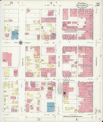 Sanborn Fire Insurance Map from Atchison, Atchison County, Kansas (1910), Sheet #0005 - Complete Map Set gallery image, historic Sanborn map, vintage wall art, Kansas Kansas