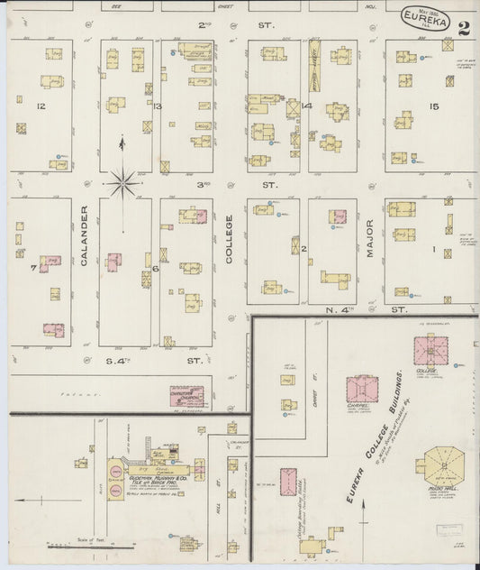 Sanborn Fire Insurance Map from Eureka, Woodford County, Illinois (1885), Sheet #0002 - Historic Sanborn Fire Insurance Map Print, vintage old map wall art, antique decor, genealogy gift, Illinois Illinois map