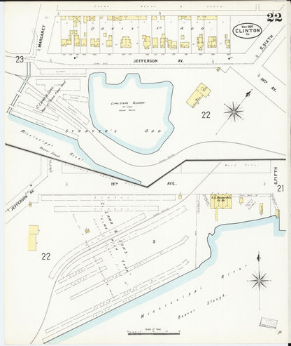 Sanborn Fire Insurance Map from Clinton, Clinton County, Iowa (1897), Sheet #0022 - Historic Sanborn Fire Insurance Map Print