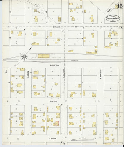 Sanborn Fire Insurance Map from Chippewa Falls, Chippewa County, Wisconsin (1903), Sheet #0016 - Complete Map Set gallery image, historic Sanborn map, vintage wall art, Wisconsin Wisconsin