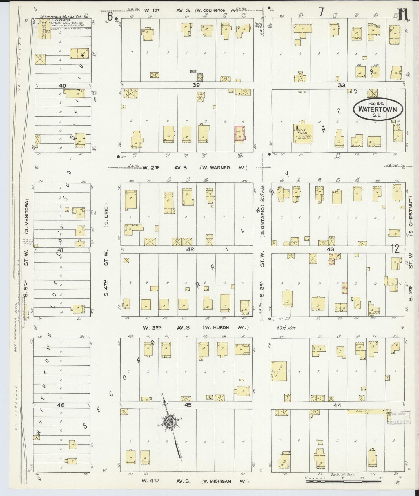 Sanborn Fire Insurance Map from Watertown, Codington County, South Dakota (1910), Sheet #0011 - Complete Map Set gallery image, historic Sanborn map, vintage wall art, South Dakota South Dakota