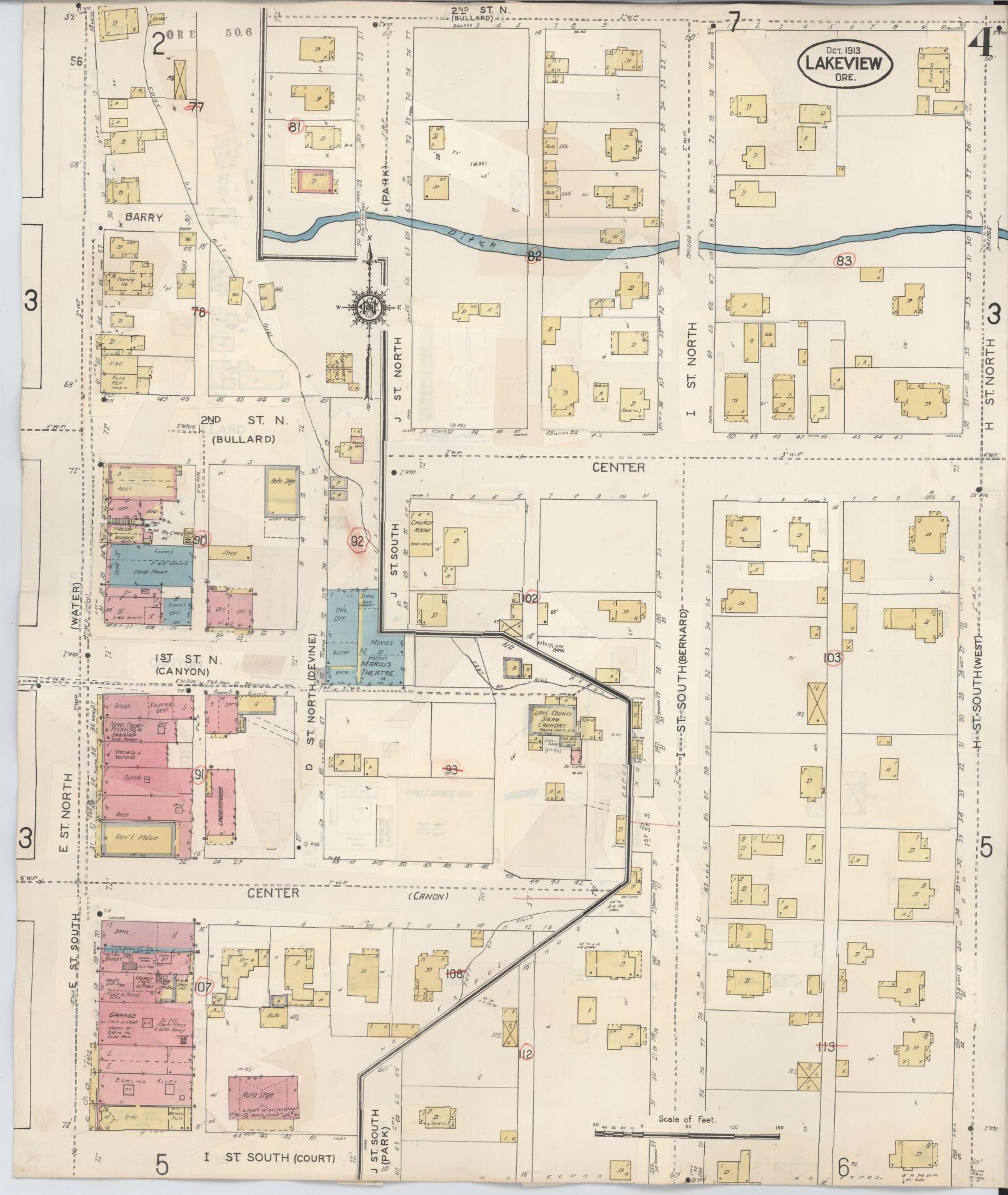 Sanborn Fire Insurance Map from Lakeview, Lake County, Oregon (1941), Sheet #0004 - Complete Map Set gallery image, historic Sanborn map, vintage wall art, Oregon Oregon