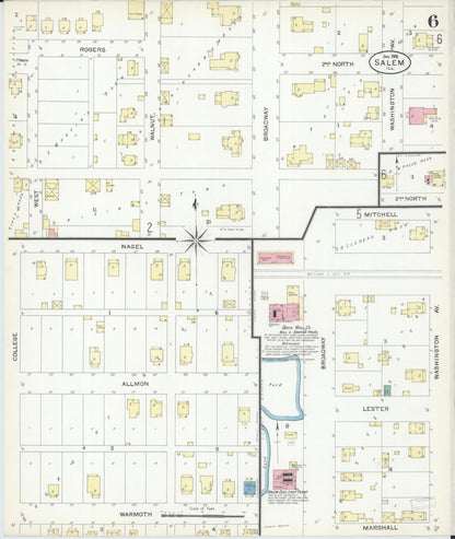 Sanborn Fire Insurance Map from Salem, Marion County, Illinois (1908), Sheet #0006 - Complete Map Set gallery image, historic Sanborn map, vintage wall art, Illinois Illinois