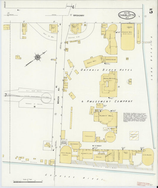 Sanborn Fire Insurance Map from Charlotte, Monroe County, New York (1912), Sheet #0005 - Historic Sanborn Fire Insurance Map Print, vintage old map wall art, antique decor, genealogy gift, New York New York map