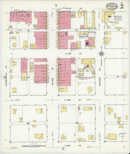 Sanborn Fire Insurance Map from Kerens, Navarro County, Texas (1921), Sheet #0002 - Historic Sanborn Fire Insurance Map Print, vintage old map wall art, antique decor, genealogy gift, Texas Texas map
