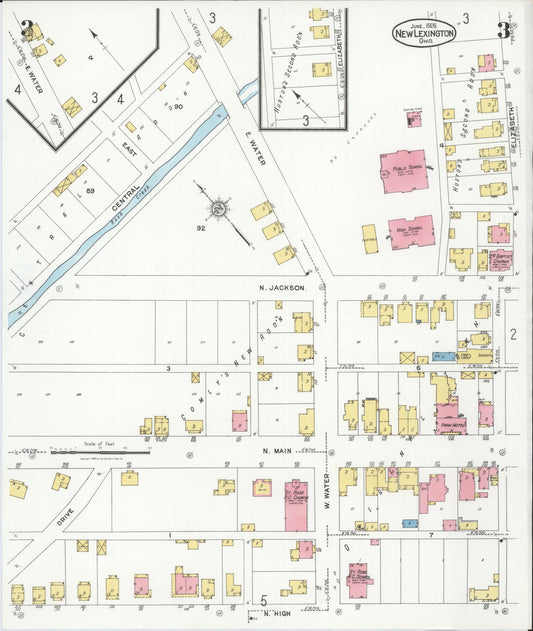Sanborn Fire Insurance Map from New Lexington, Perry County, Ohio (1926), Sheet #0003 - Historic Sanborn Fire Insurance Map Print, vintage old map wall art, antique decor, genealogy gift, Ohio Ohio map