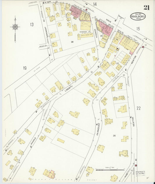 Sanborn Fire Insurance Map from Marlborough, Middlesex County, Massachusetts (1912), Sheet #0021 - Historic Sanborn Fire Insurance Map Print, vintage old map wall art, antique decor, genealogy gift, Massachusetts Massachusetts map